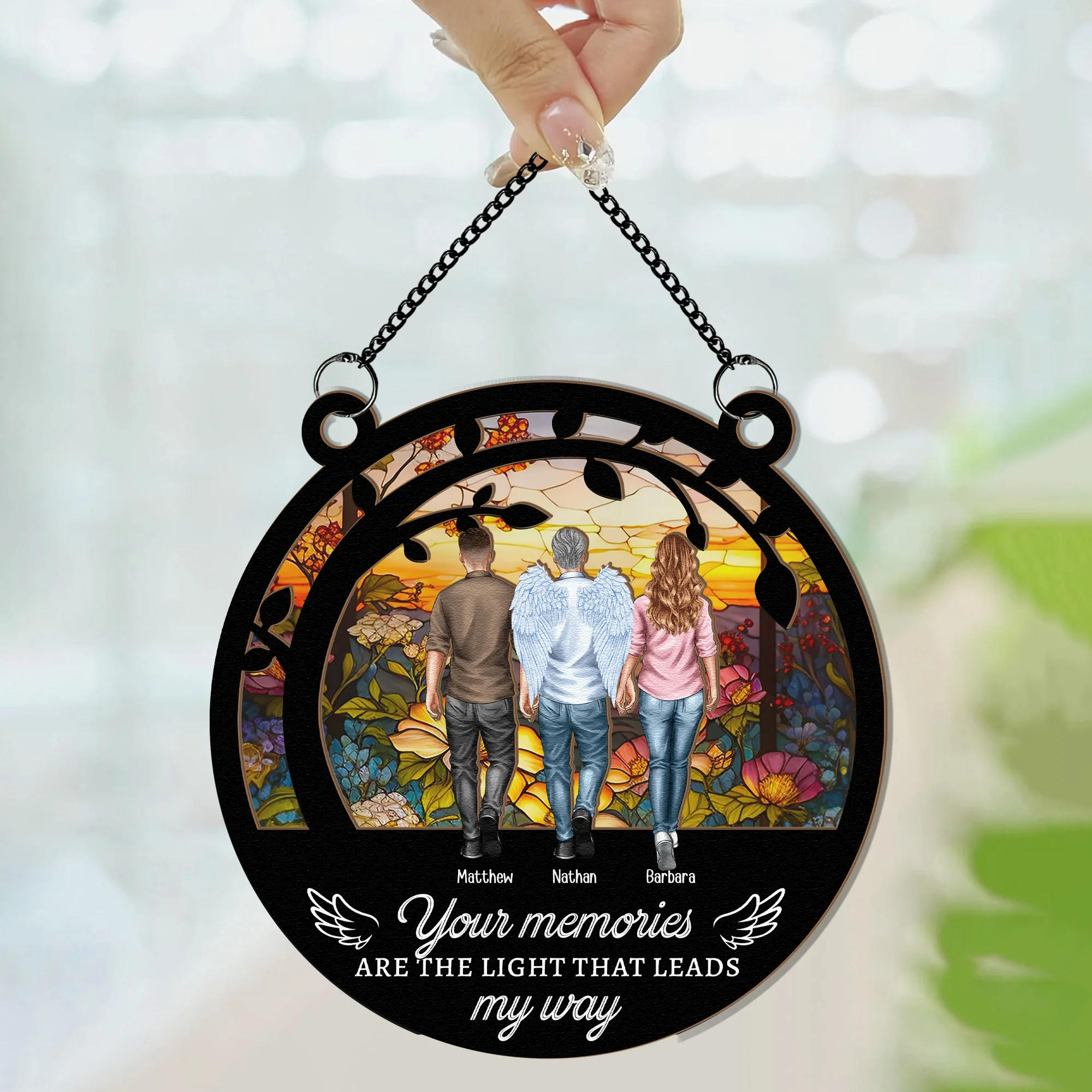 Your Memories Are The Light Memorial - Personalized Window Hanging Suncatcher Ornament - Image 5