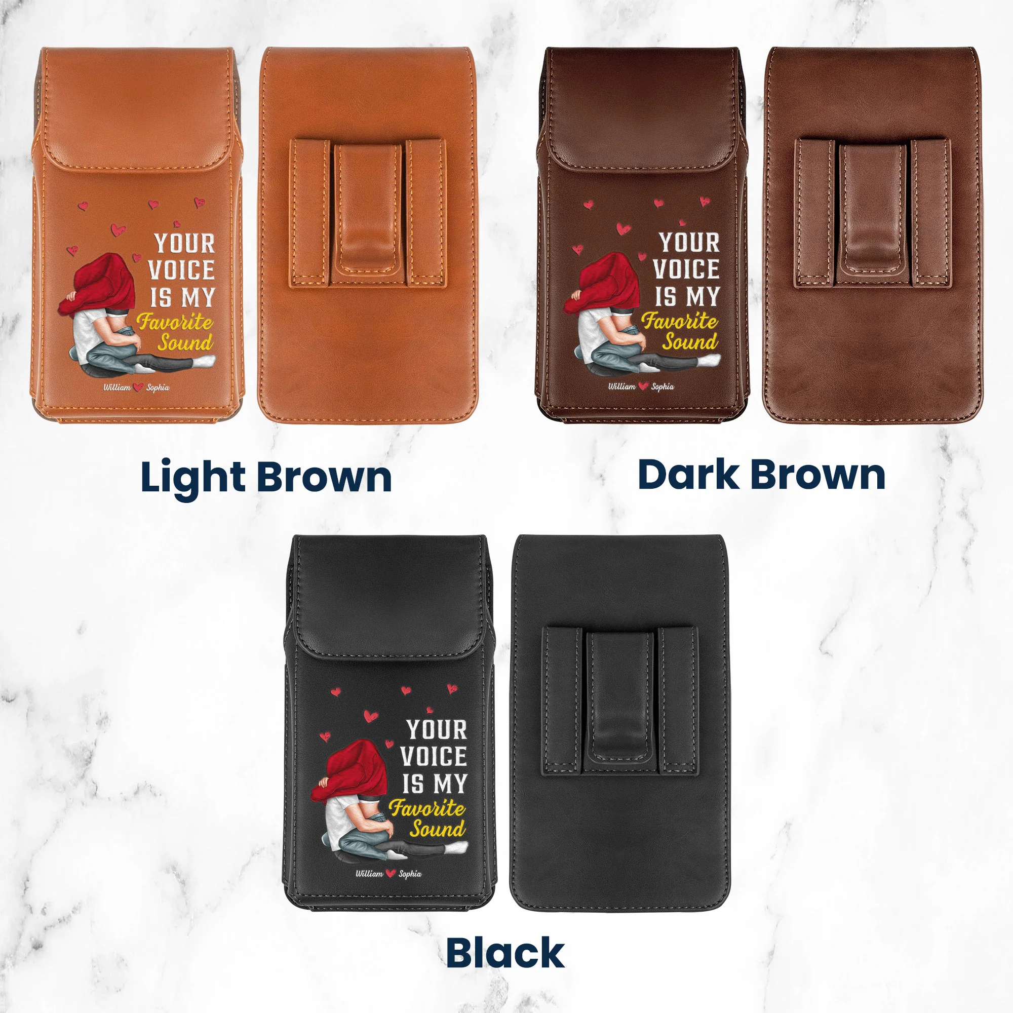 Your Voice Is My Favorite Sound - Personalized Leather Phone Holster - Image 5