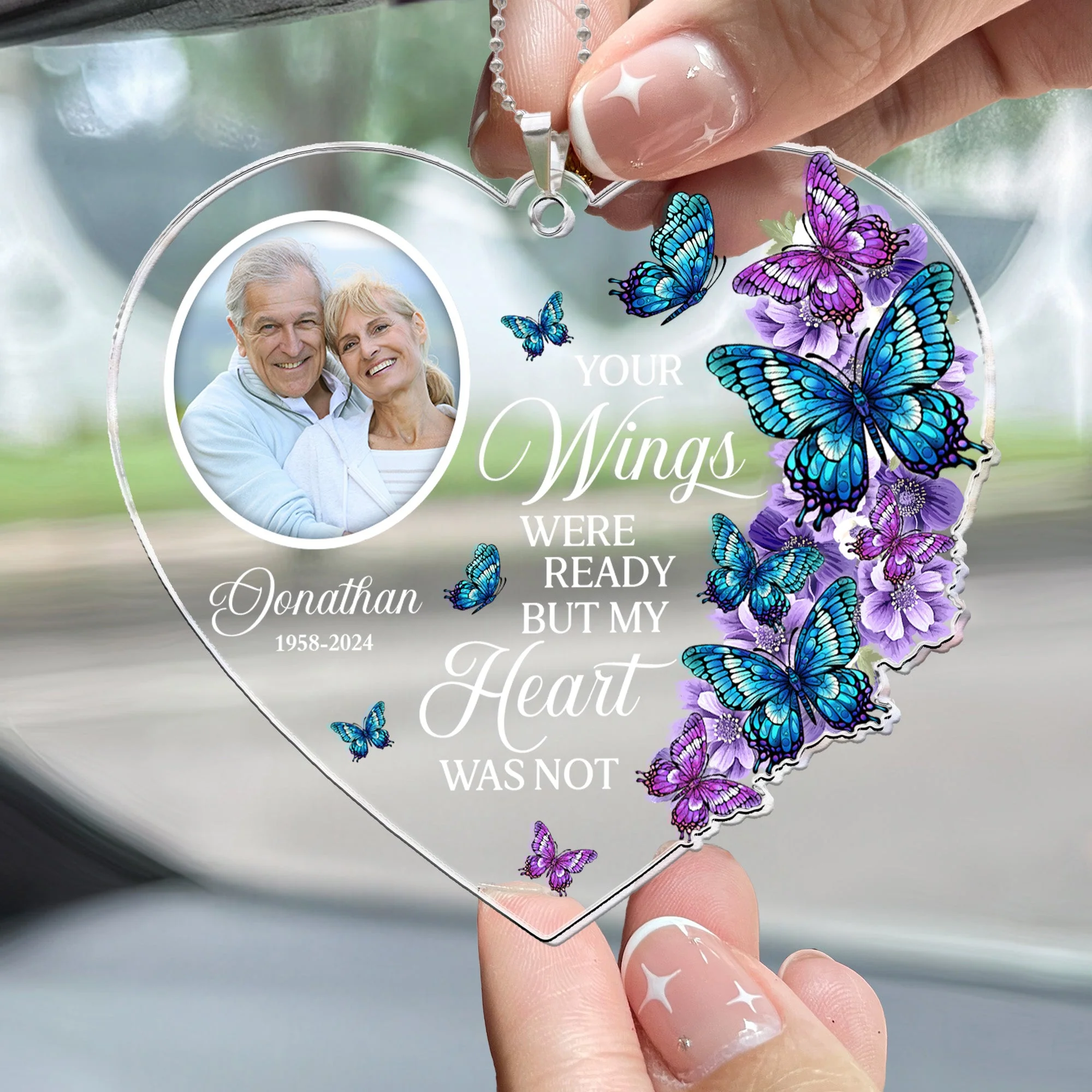 Your Wings Were Ready - Personalized Photo Rear View Mirror Accessory - Image 4