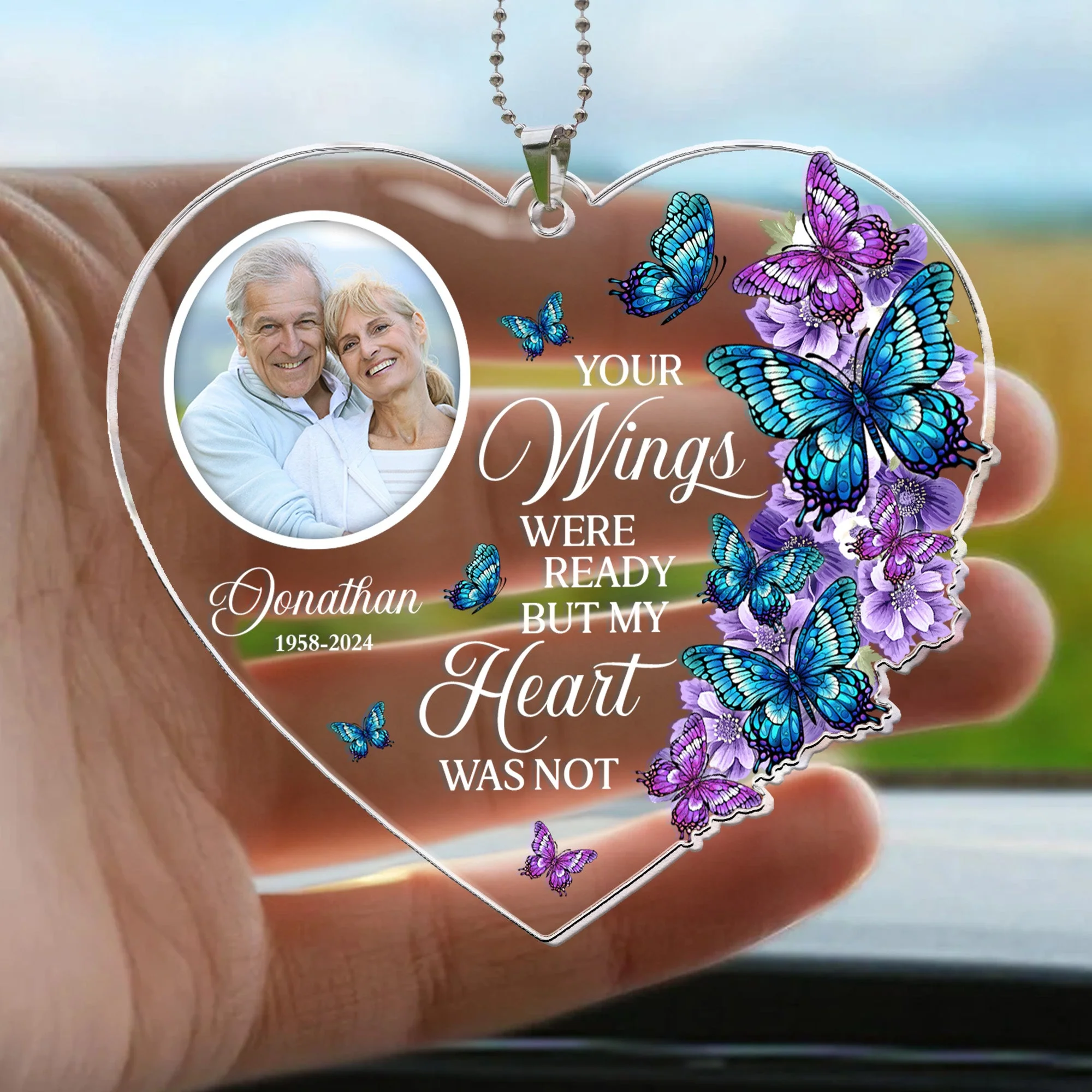 Your Wings Were Ready - Personalized Photo Rear View Mirror Accessory - Image 5