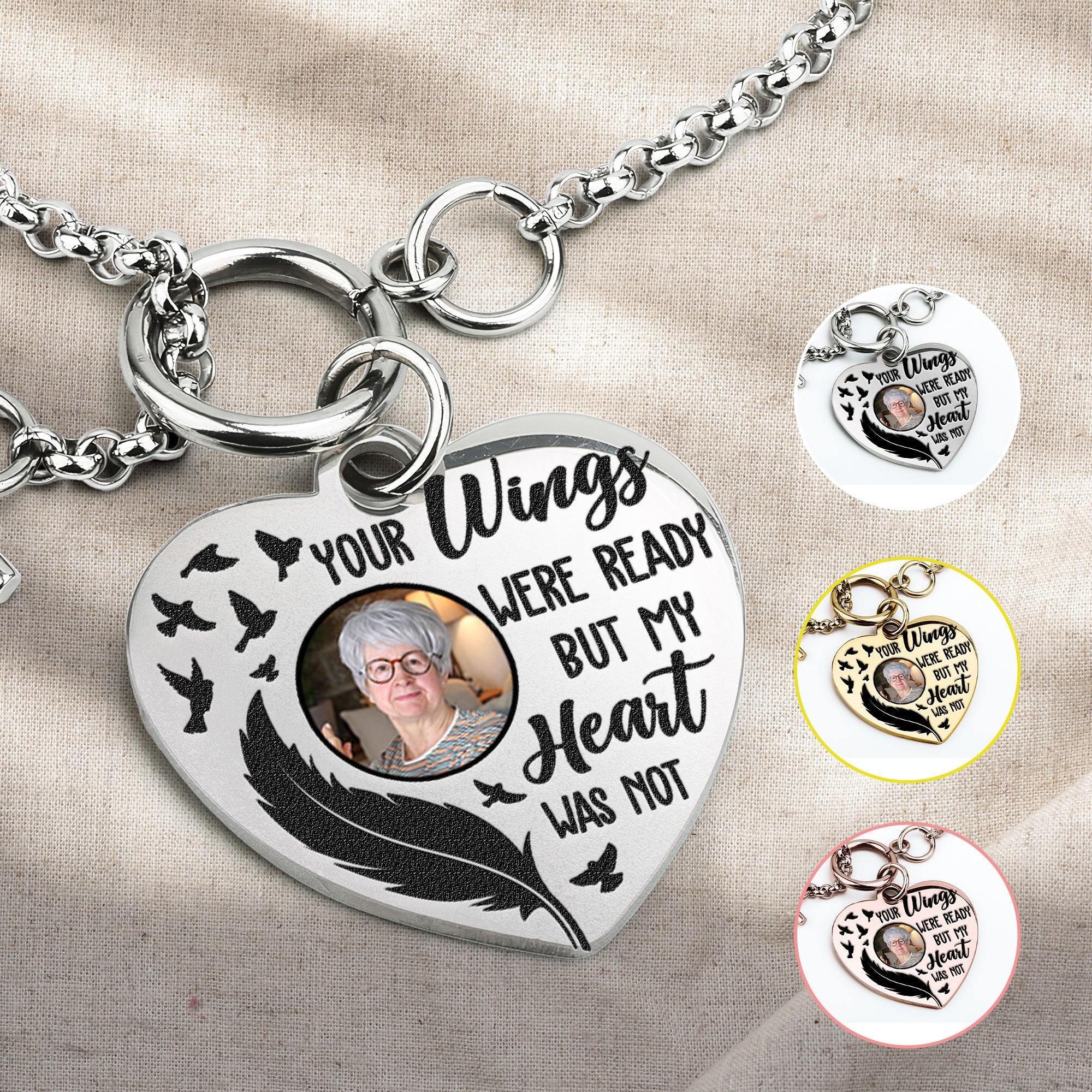 Your Wings Were Ready Personalized Photo Heart Bracelet - Image 5