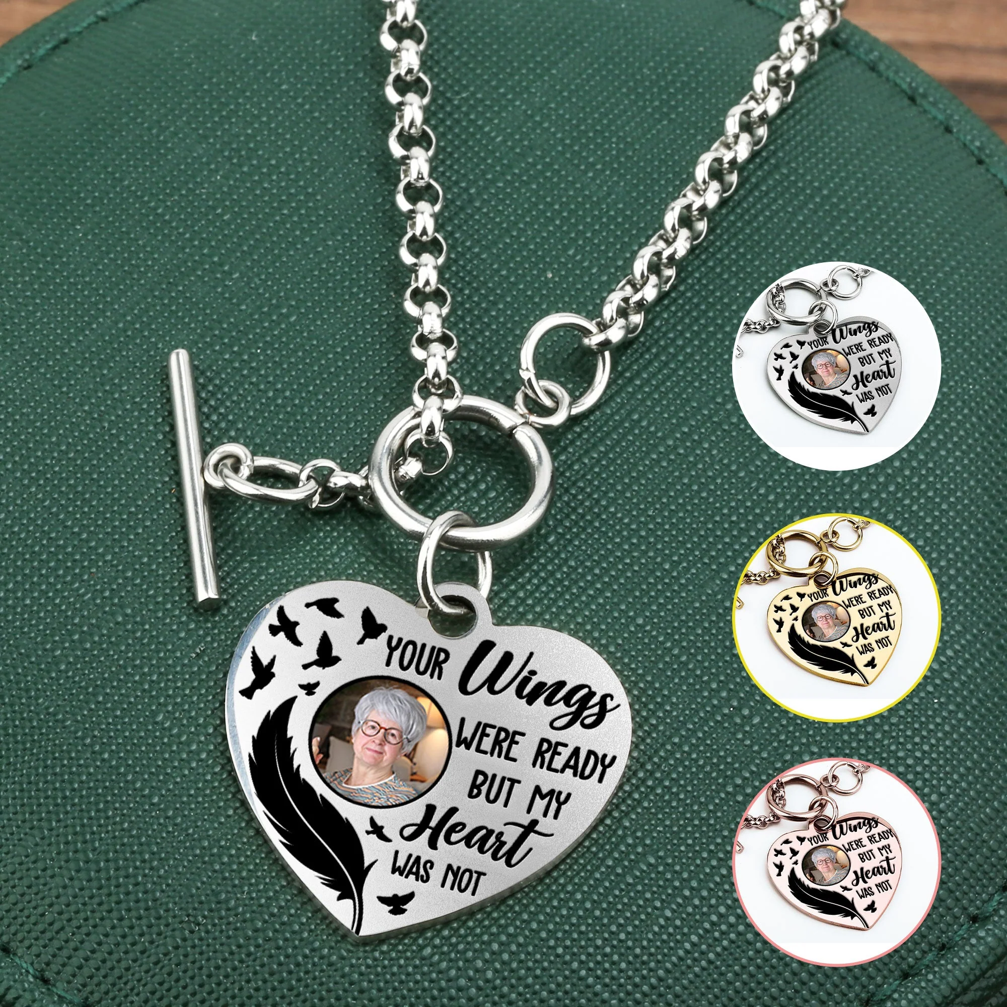 Your Wings Were Ready Personalized Photo Heart Bracelet - Image 6
