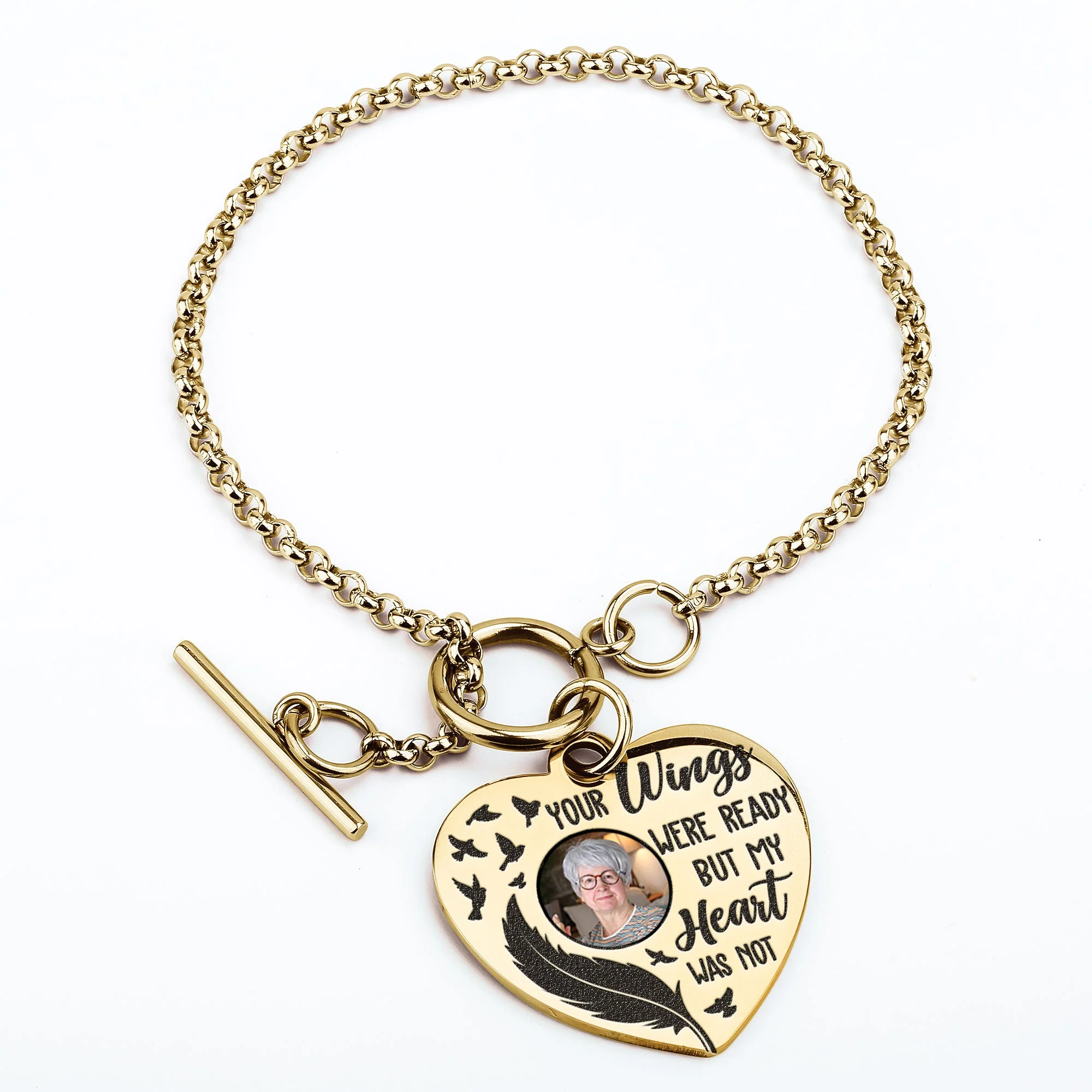 Your Wings Were Ready Personalized Photo Heart Bracelet - Image 9