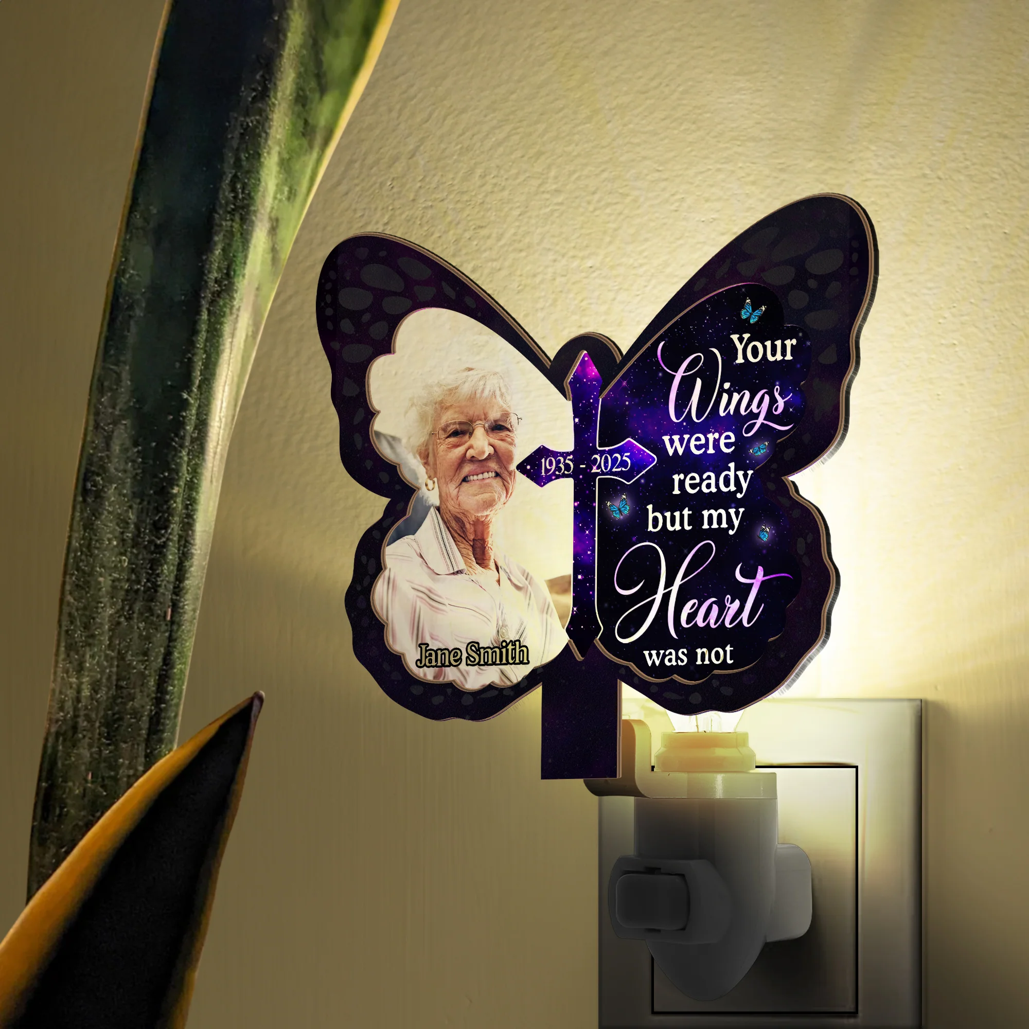 Your Wings Were Ready - Personalized Wood And Acrylic Night Light - Image 5