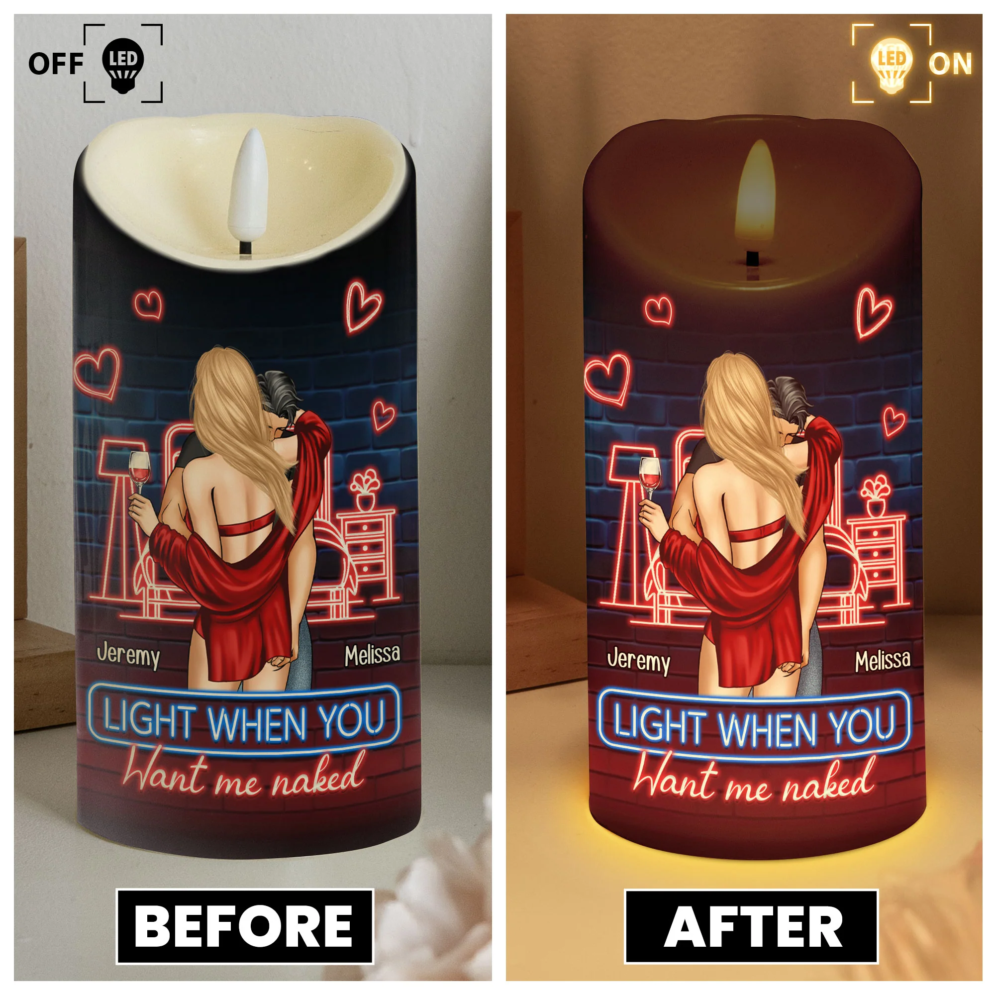 You're Always Sexy Light When You Want Me Naked - Personalized LED Candle - Image 4