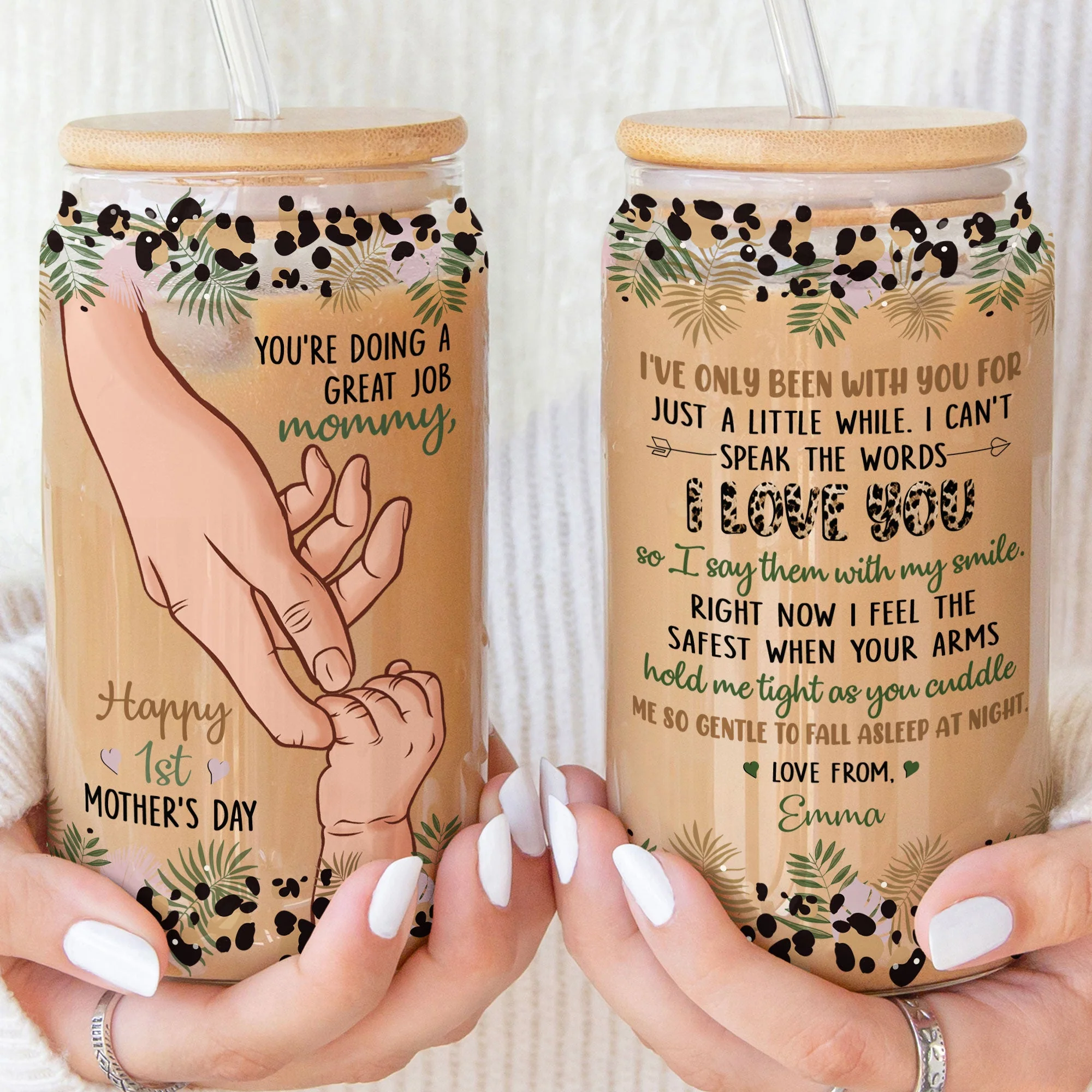 You're Doing A Great Job First Mother's Day - Personalized Clear Glass Cup - Image 3