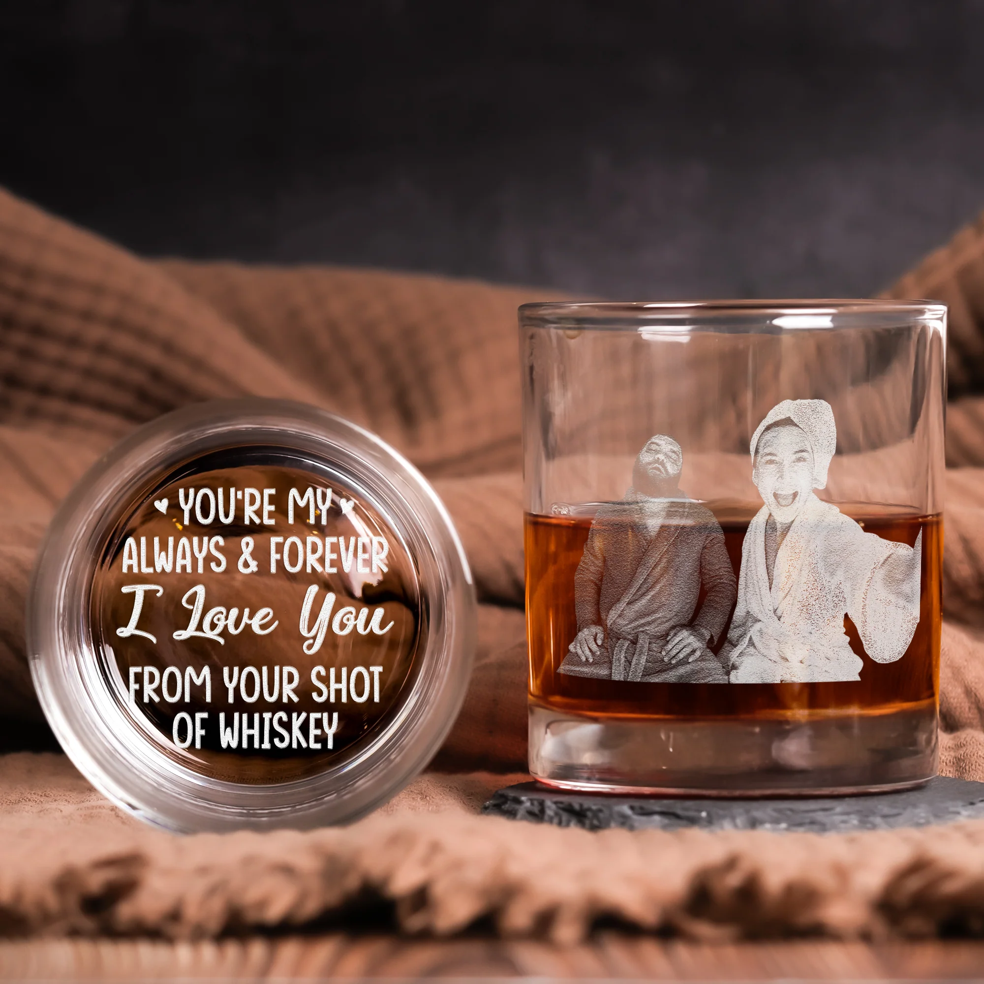 You're My Always & Forever - Personalized Whiskey Glass With Photo