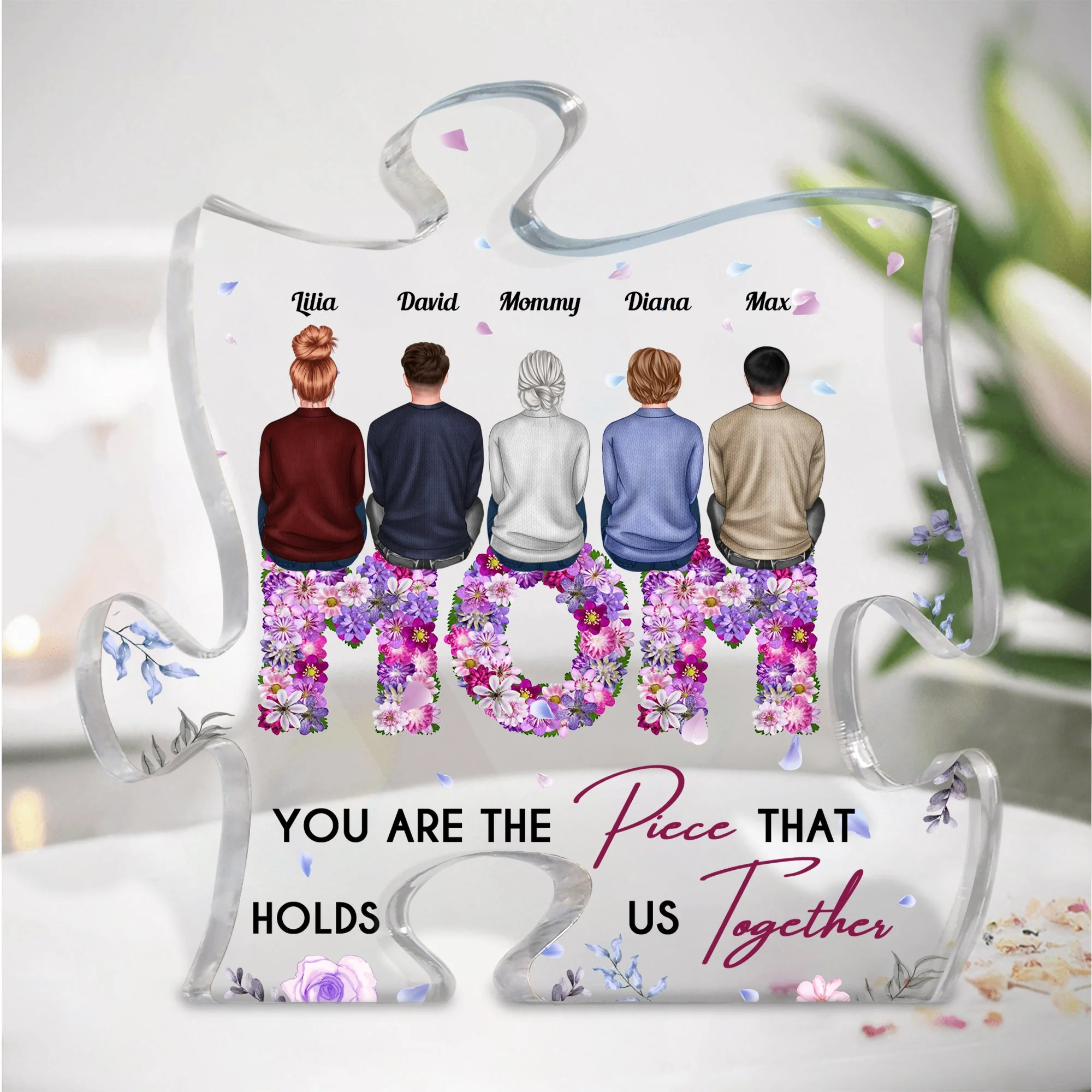 You're The Piece That Holds Us Together - Personalized Puzzle Piece Acrylic Plaque - Image 2