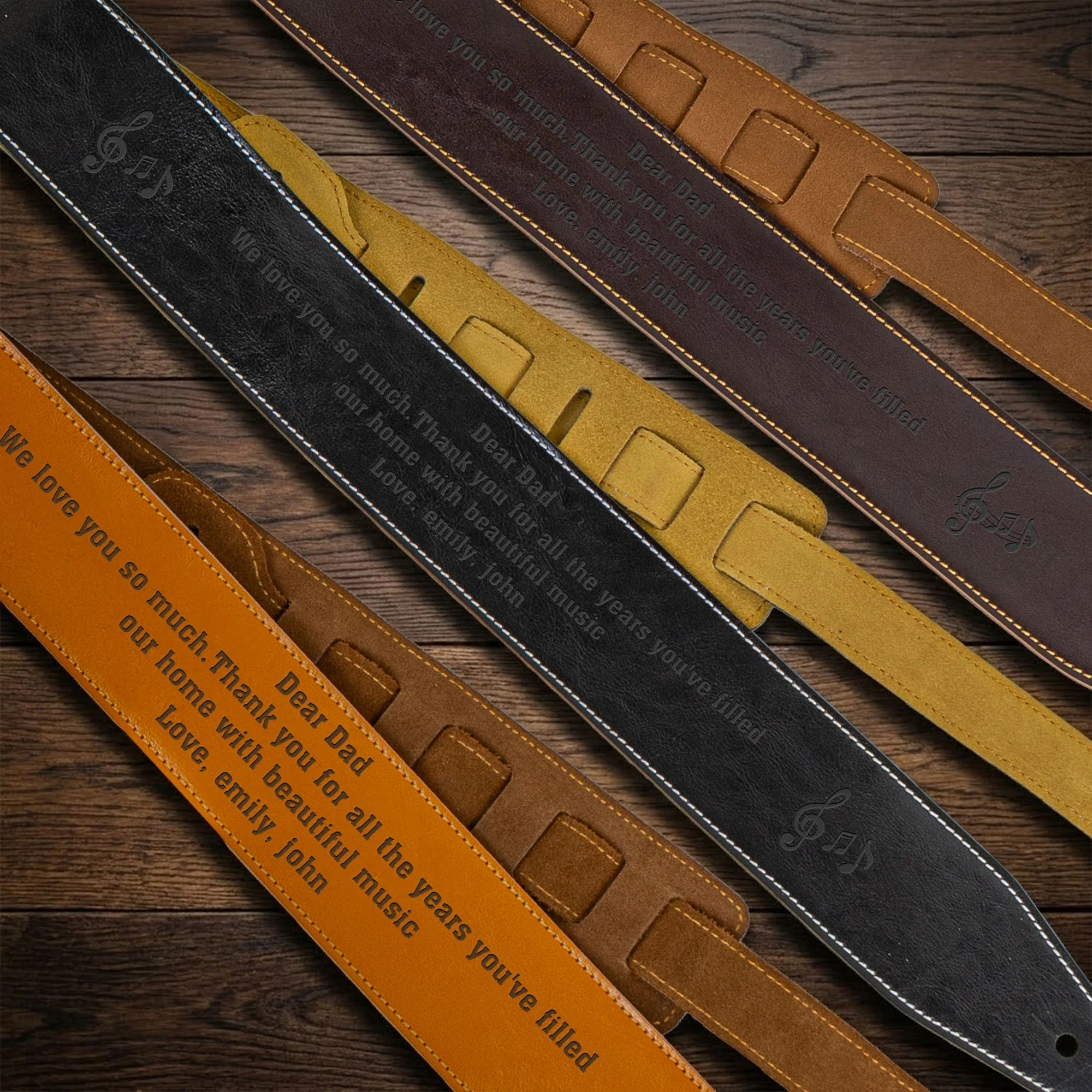 You've Filled Our Home With Beautiful Music - Personalized Leather Guitar Strap - Image 3