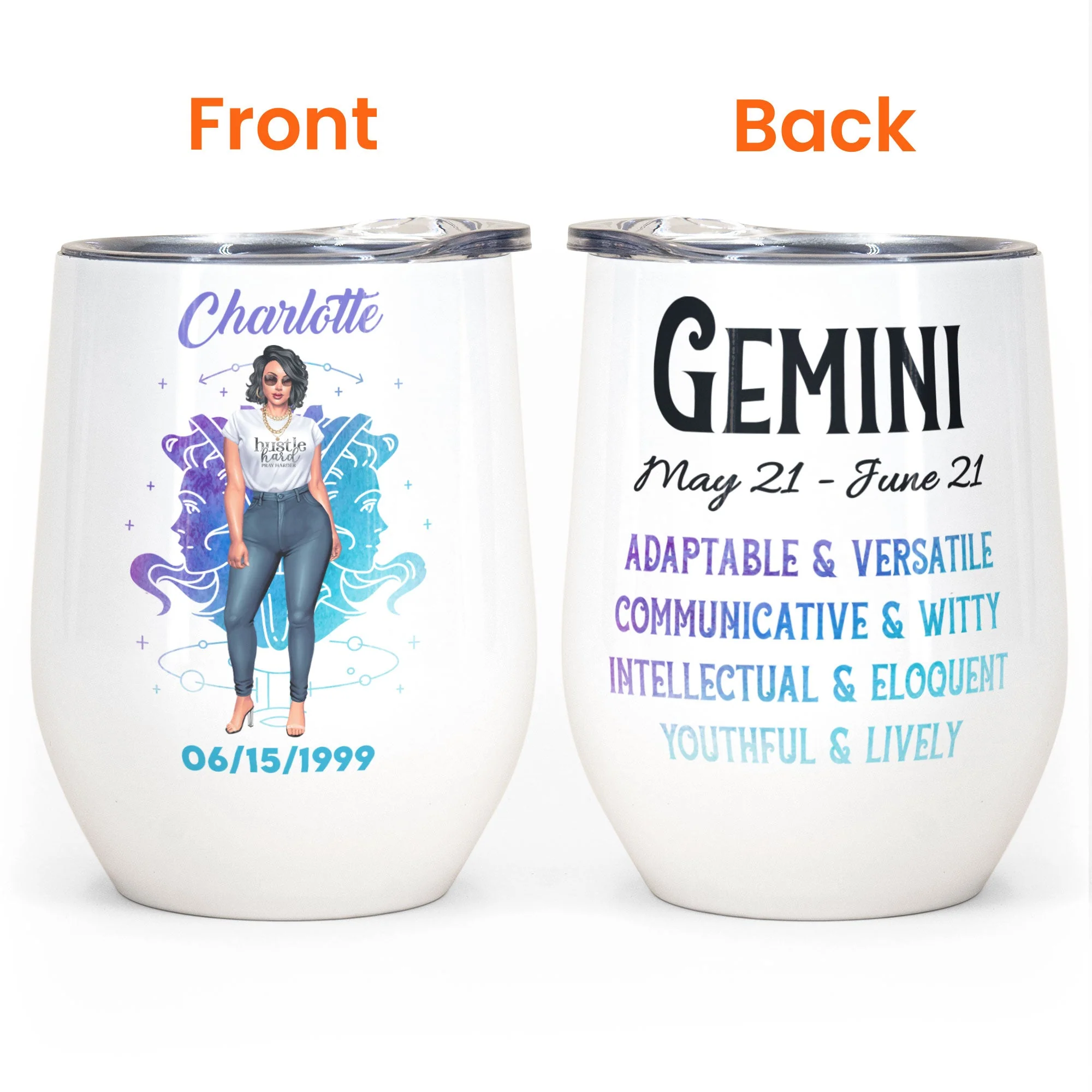 Zodiac Constellation - Personalized Wine Tumble - Image 4