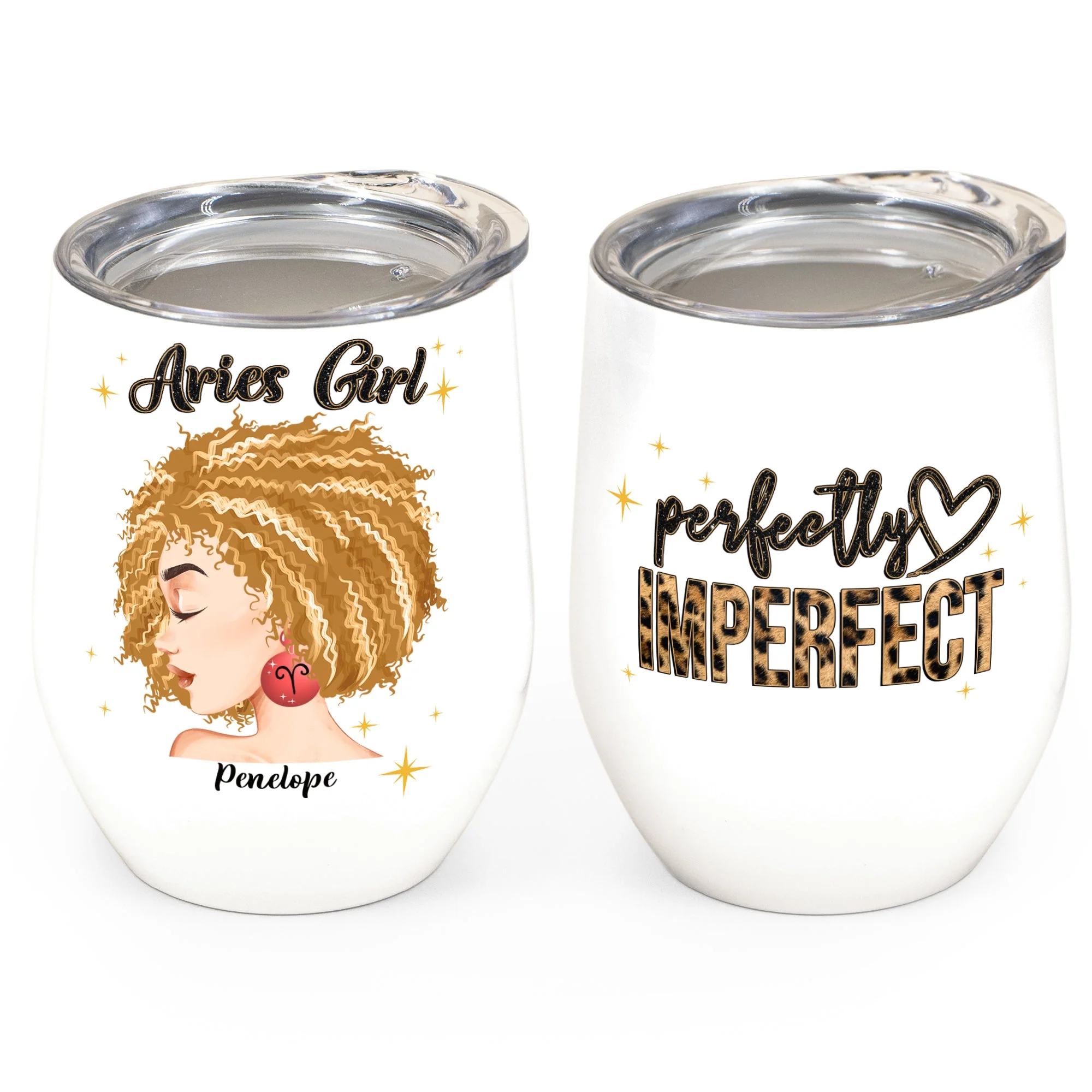 Zodiac Girl Perfectly Imperfect - Personalized Wine Tumbler - Birthday Gift For Girl, Friend, Astrology Lover - Image 2