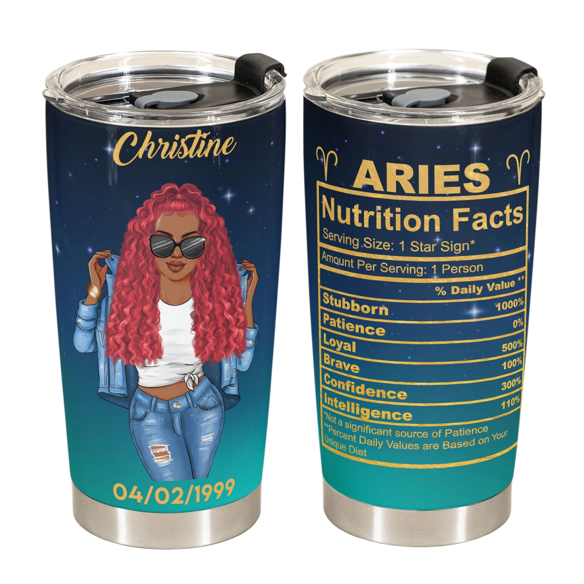 Aries Nutrition Facts - Personalized Tumbler Cup - Birthday Gift For Astrology Lovers, Gift For Daughter, Sister, Besties - Image 2