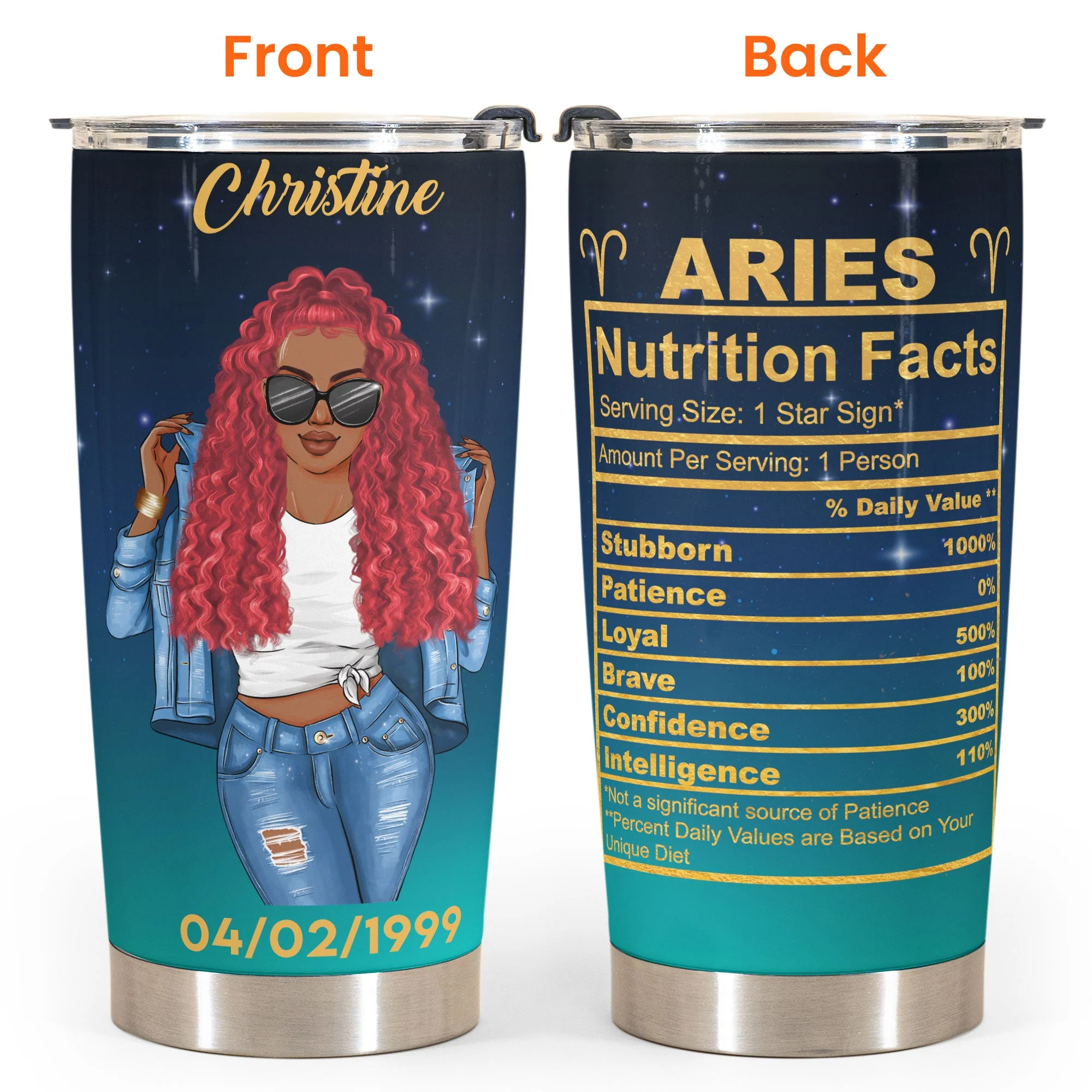 Aries Nutrition Facts - Personalized Tumbler Cup - Birthday Gift For Astrology Lovers, Gift For Daughter, Sister, Besties - Image 4