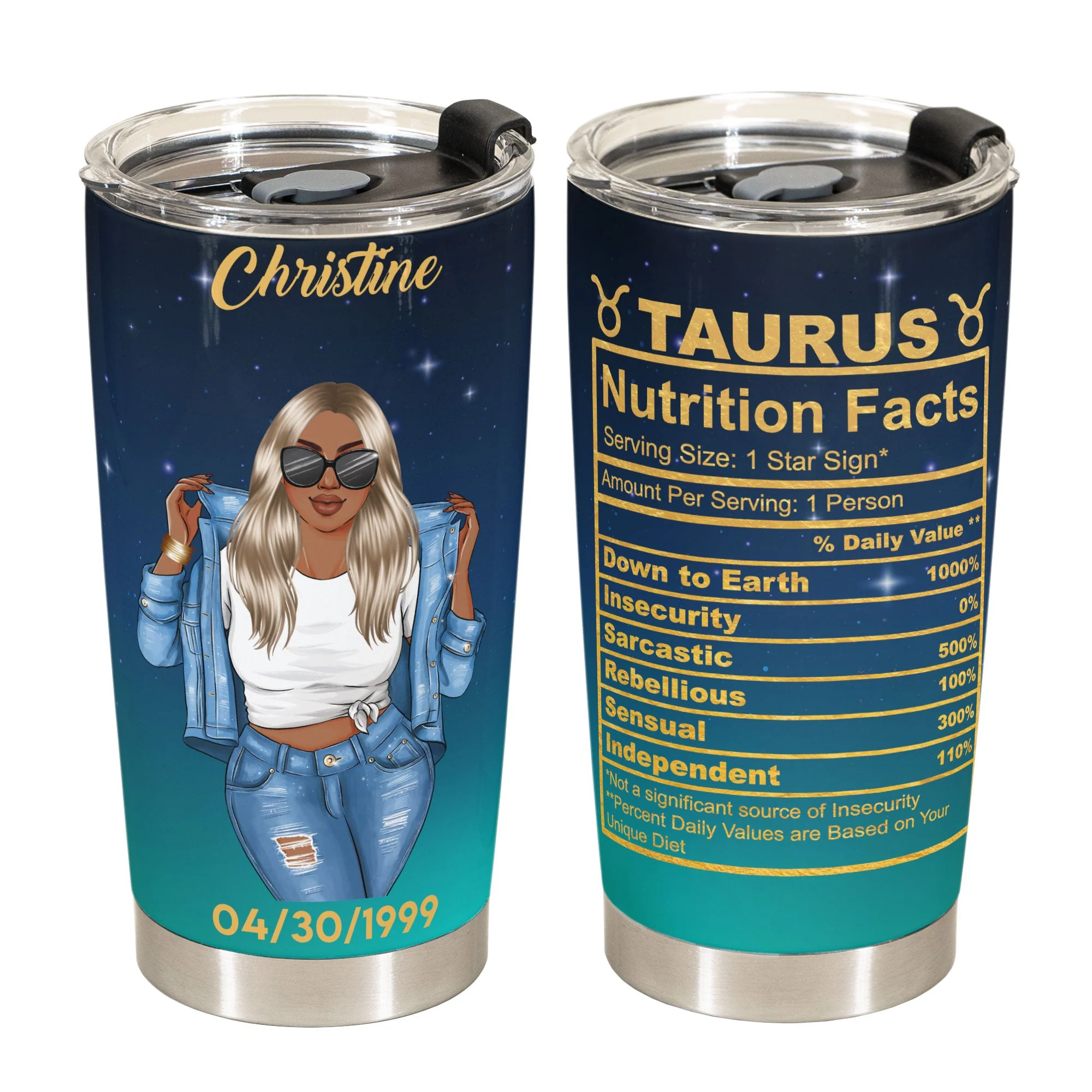 Taurus Nutrition Facts - Personalized Tumbler Cup - Birthday Gift For Astrology Lovers, Gift For Daughter, Sister, Besties - Image 2