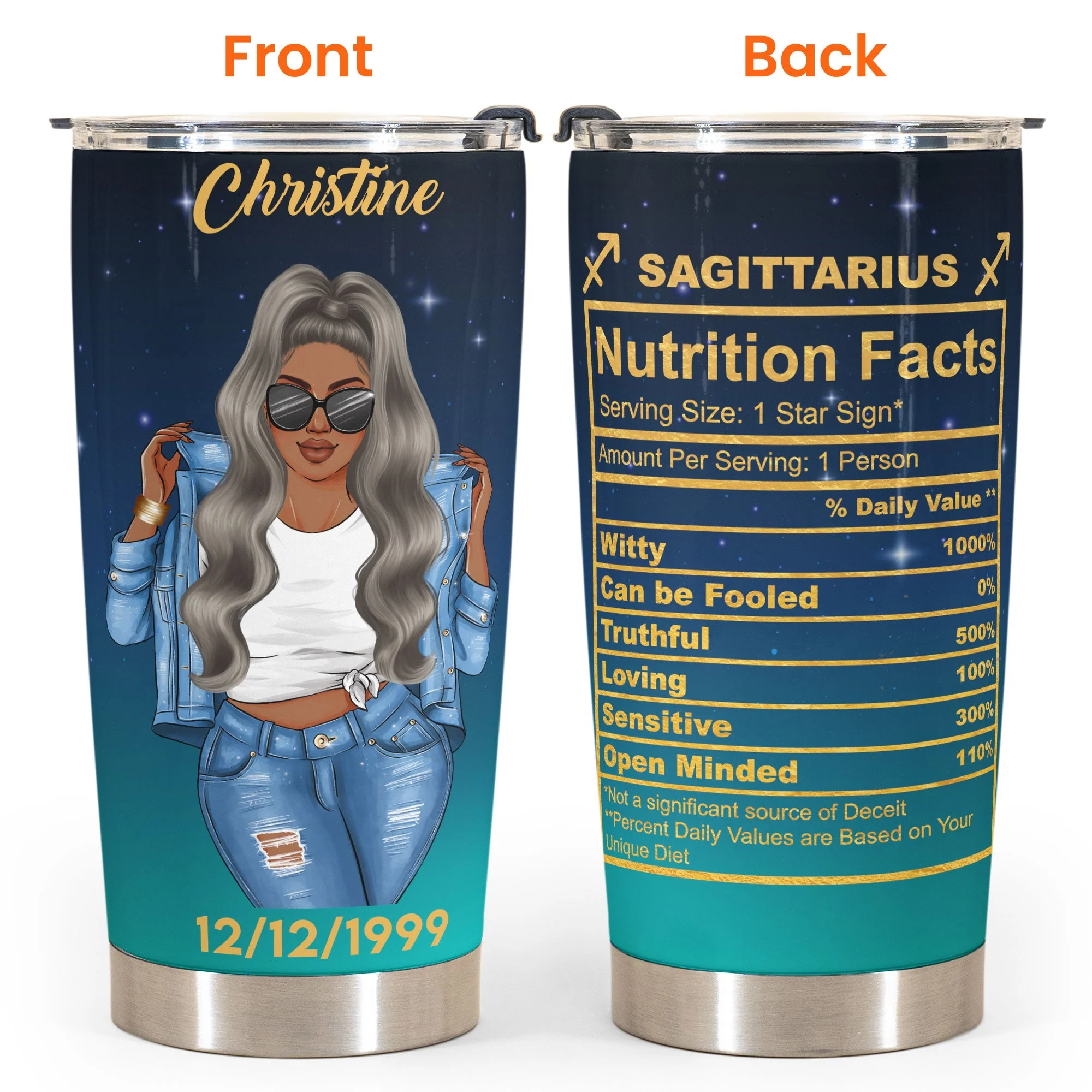 Sagittarius Nutrition Facts - Personalized Tumbler Cup - Birthday Gift For Astrology Lovers, Gift For Daughter, Sister, Besties - Image 4