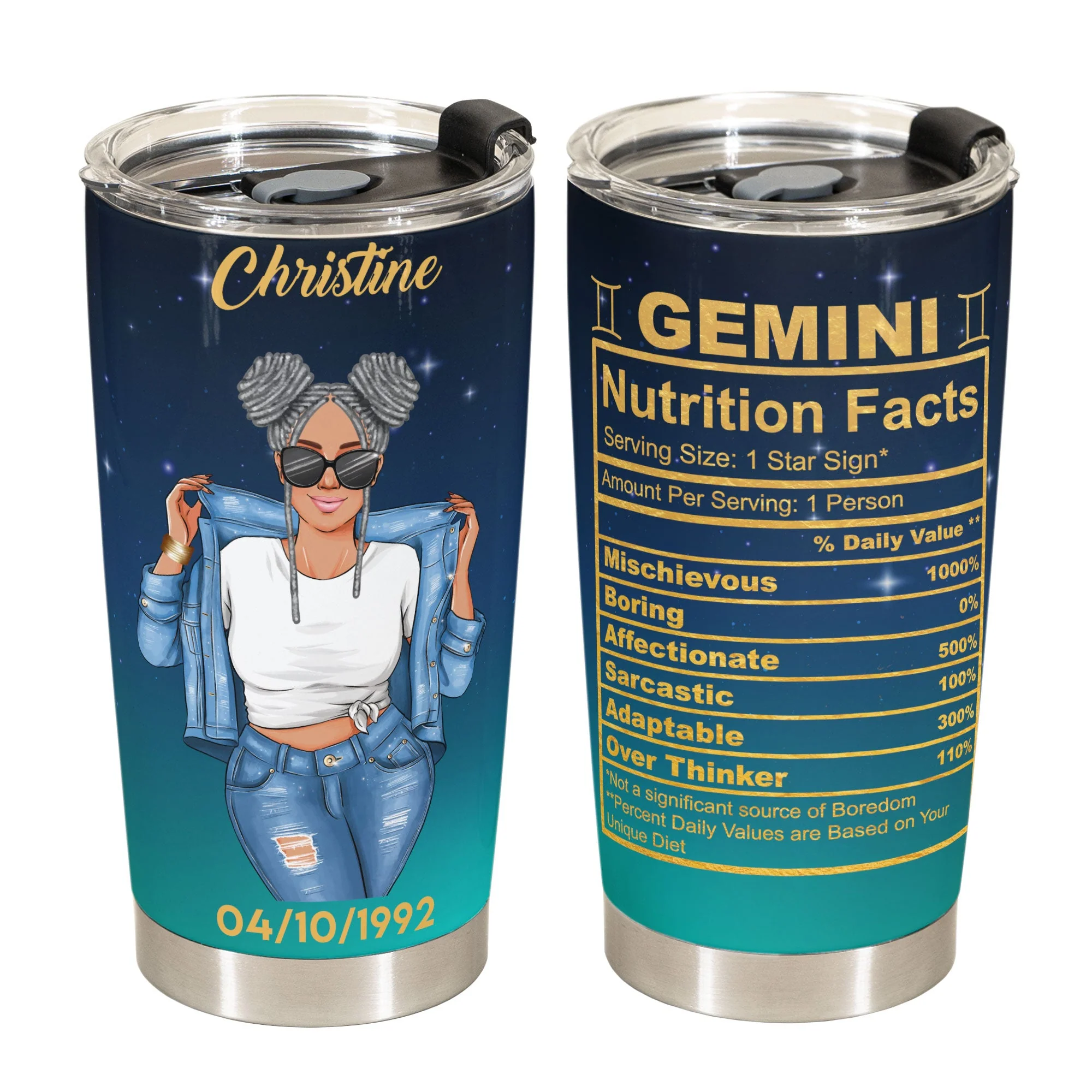 Gemini Nutrition Facts - Personalized Tumbler Cup - Image 2