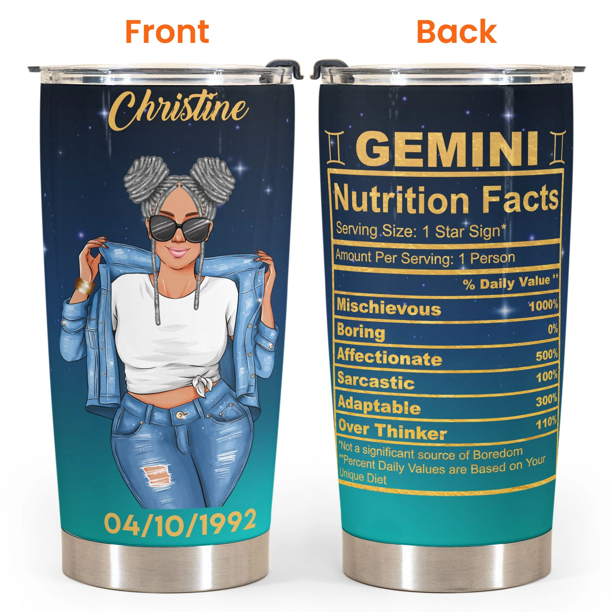 Gemini Nutrition Facts - Personalized Tumbler Cup - Image 4