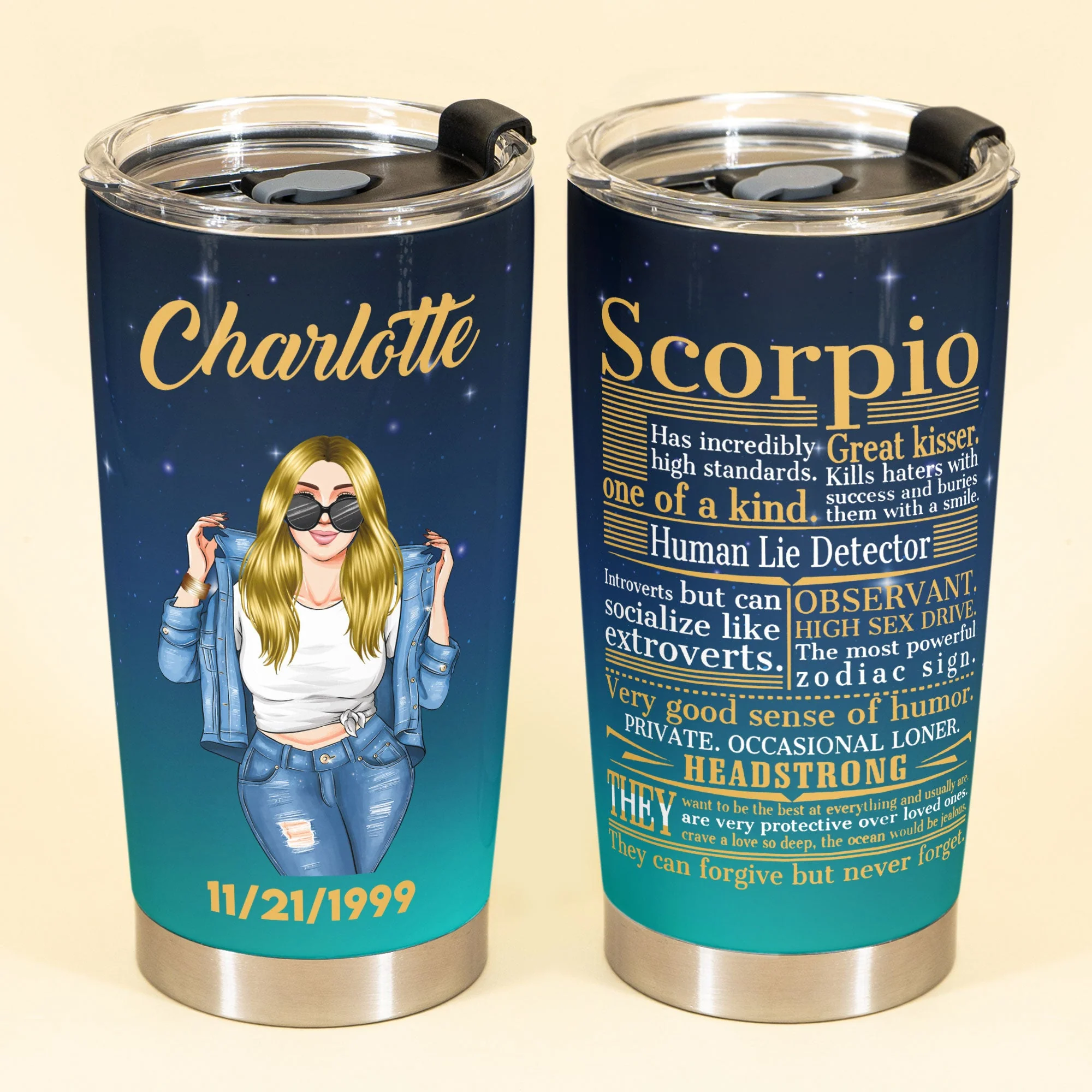 Zodiac One Of A Kind - Personalized Tumbler Cup - Image 2
