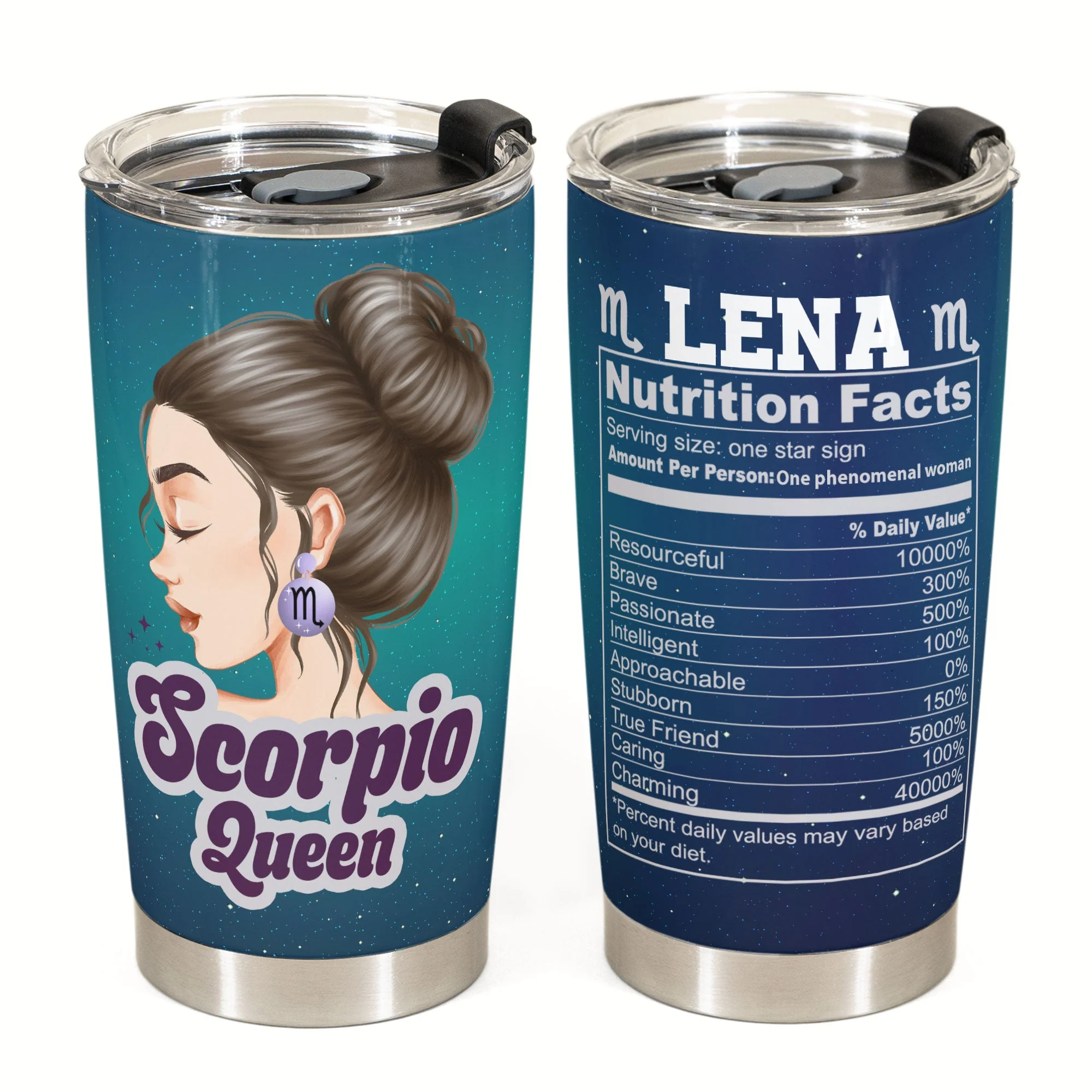 Zodiac Queen Nutrition Facts - Personalized Tumbler Cup - Birthday Gift For Girl, Woman - Image 2