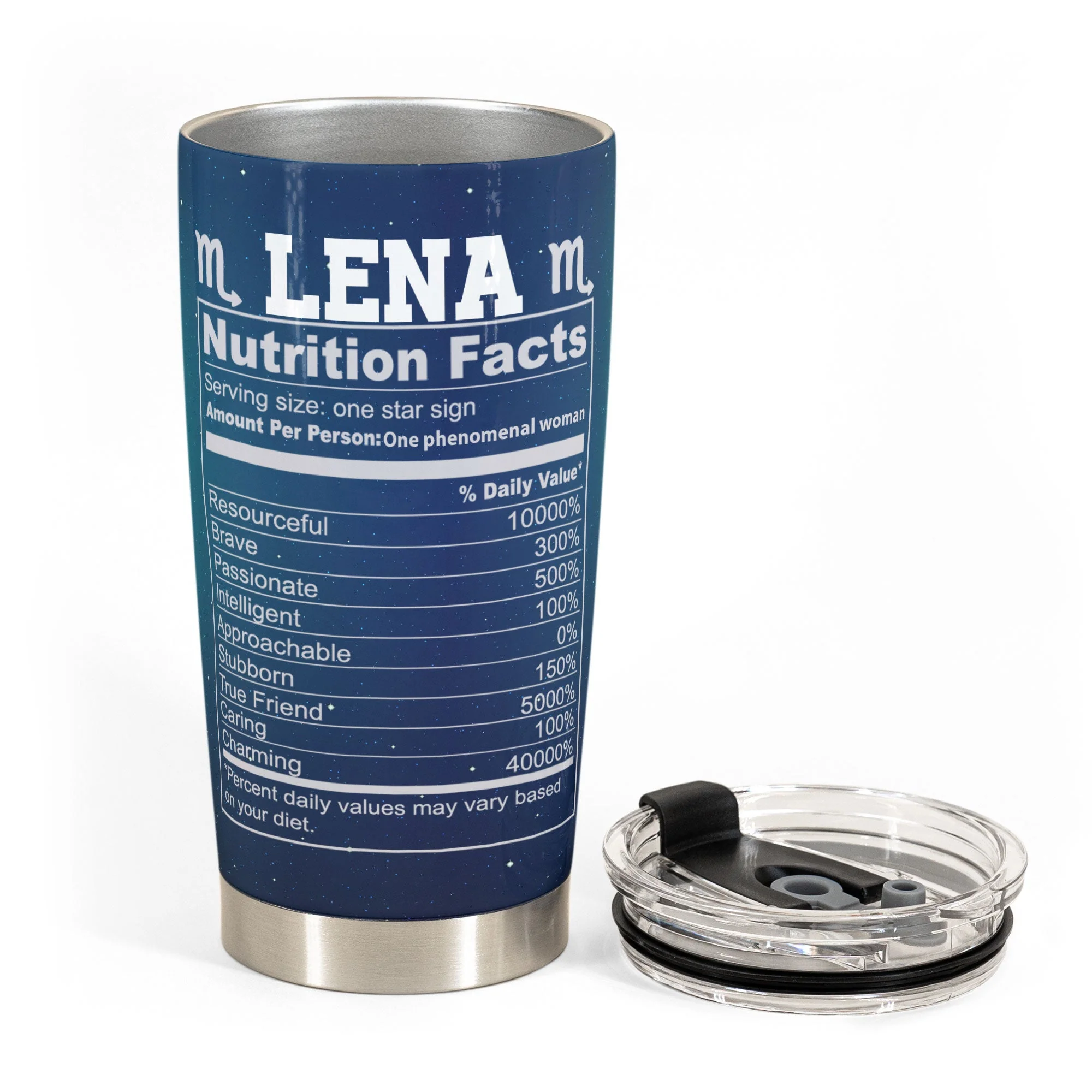 Zodiac Queen Nutrition Facts - Personalized Tumbler Cup - Birthday Gift For Girl, Woman - Image 3
