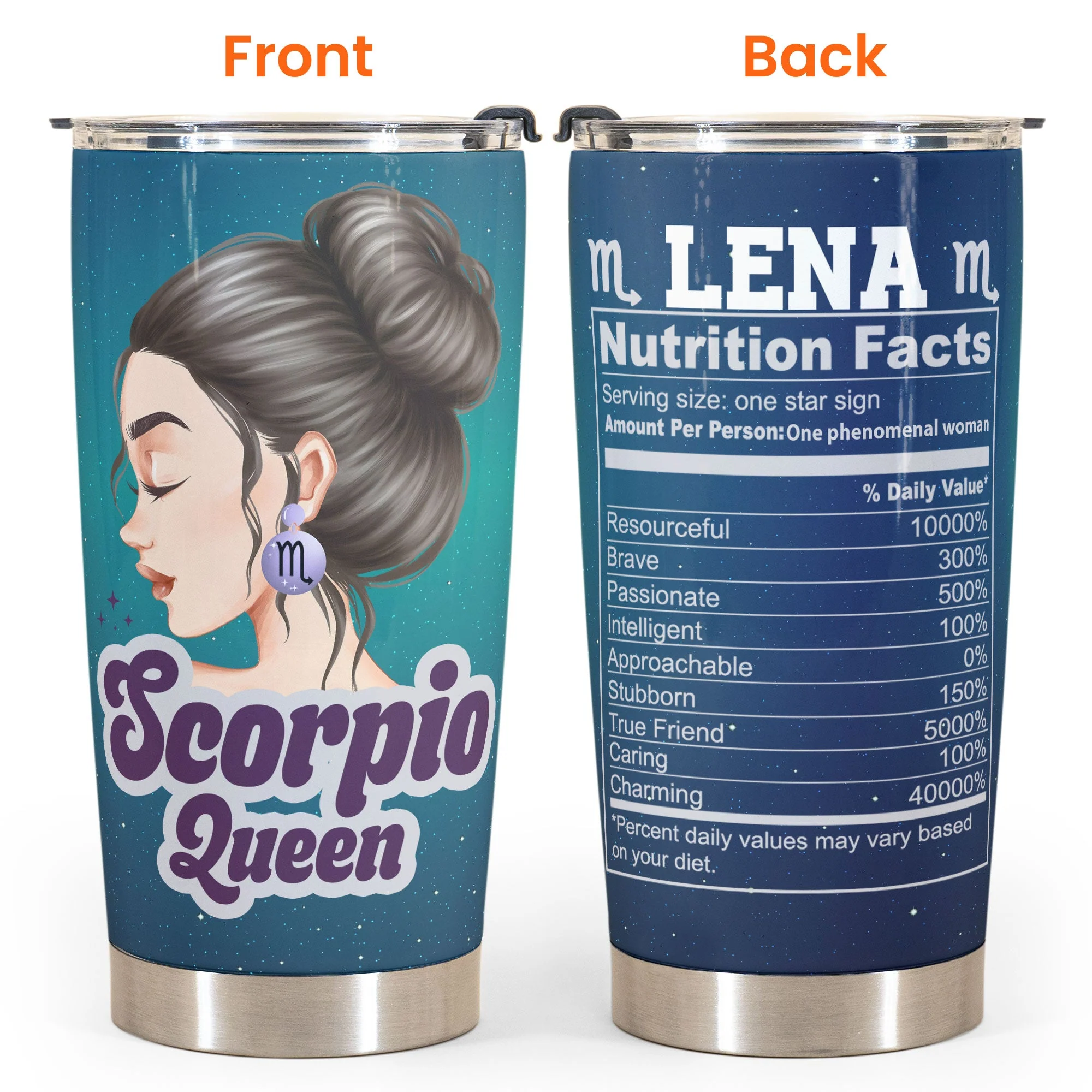 Zodiac Queen Nutrition Facts - Personalized Tumbler Cup - Birthday Gift For Girl, Woman - Image 4