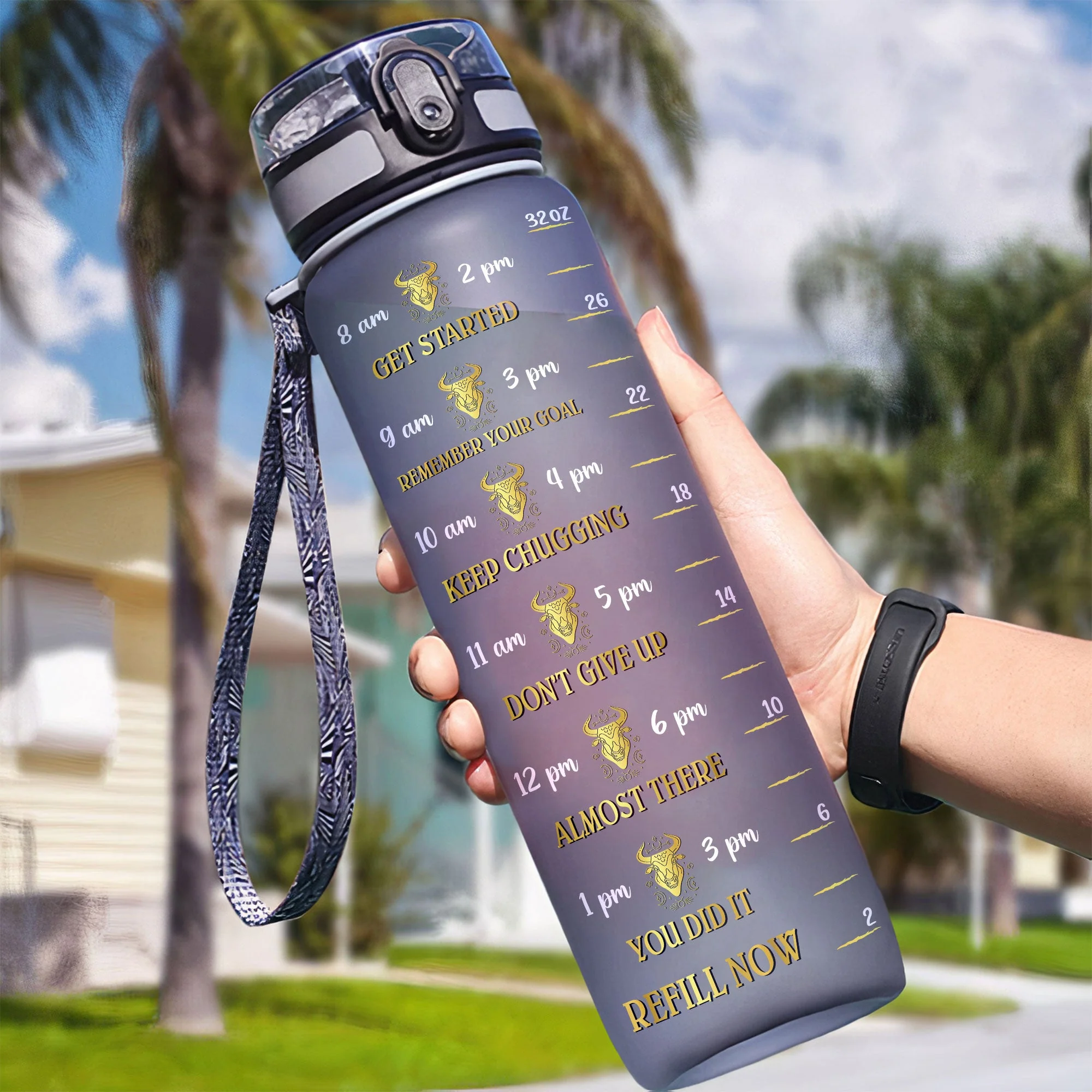 Zodiac Queen  - Personalized Water Bottle With Time Marker - Birthday, Motivation Gift For Girl, Friend, Astrology Lover - Image 4